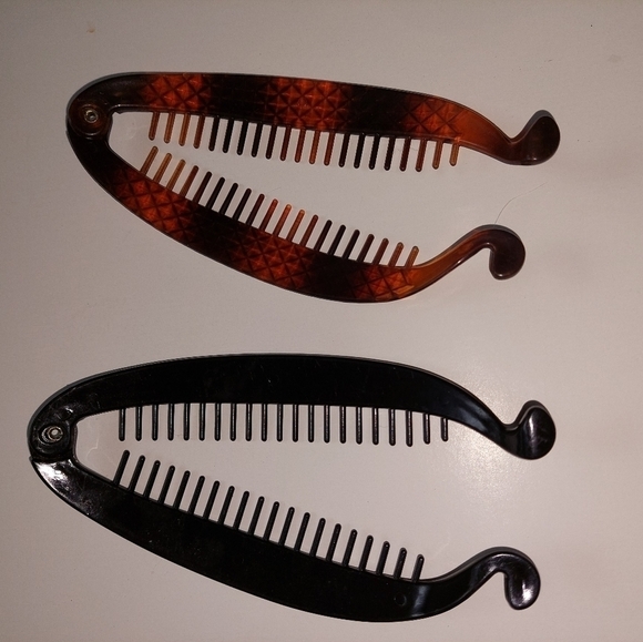 Vintage* 80s Acrylic Ponytail Clips - Picture 2 of 5